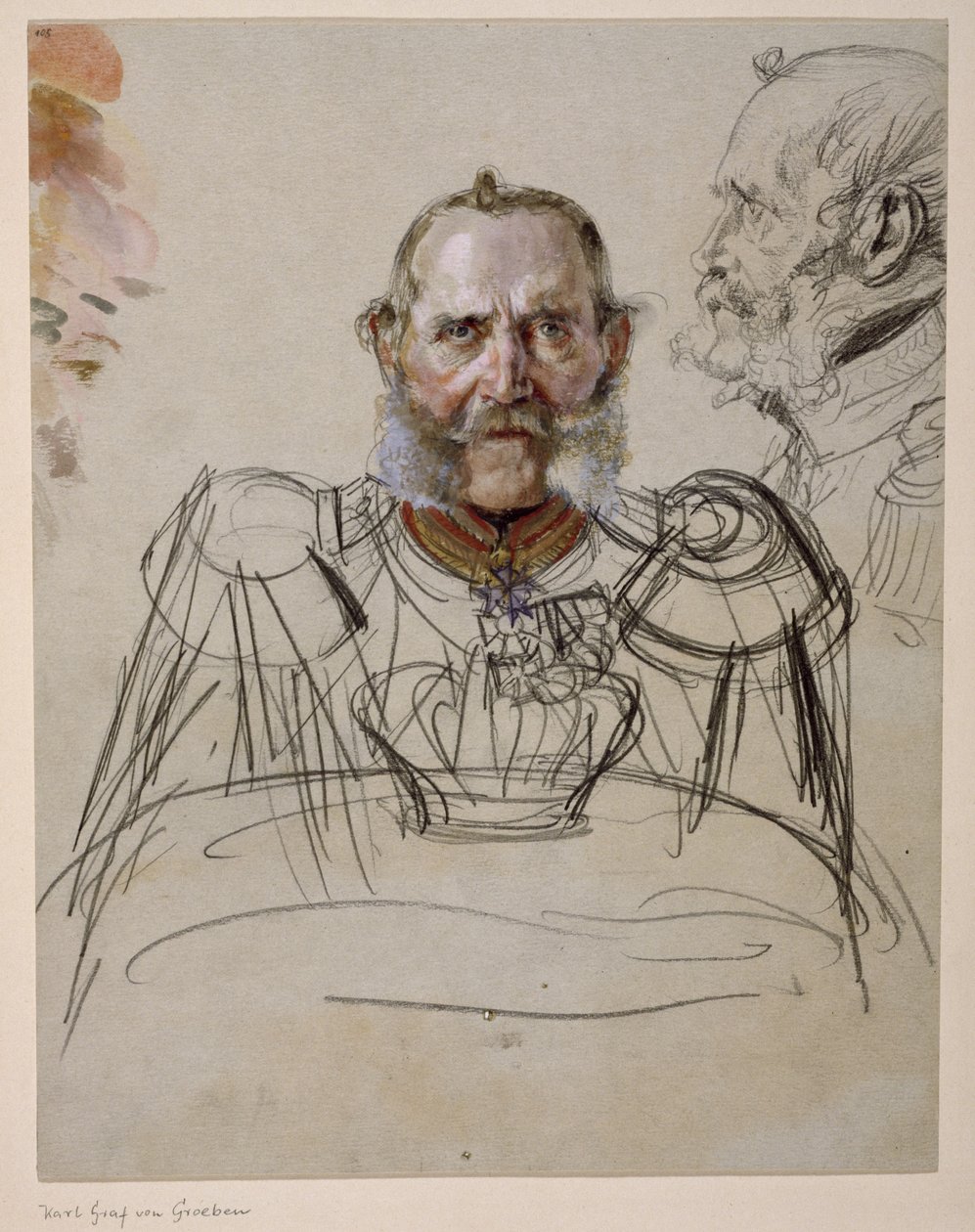 Generał Karl hrabia von der Groeben. Studium do obrazu „Koronacja Wilhelma I w Królewcu” autorstwa Adolph Menzel