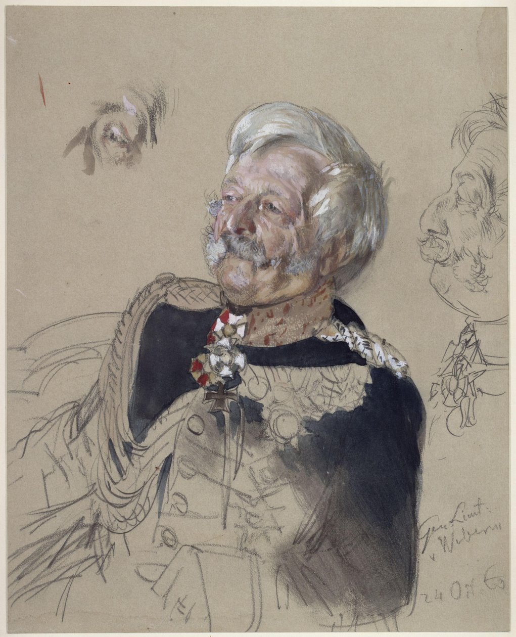 Generał porucznik von Webern. Studium do obrazu „Koronacja Wilhelma I w Królewcu” autorstwa Adolph Menzel