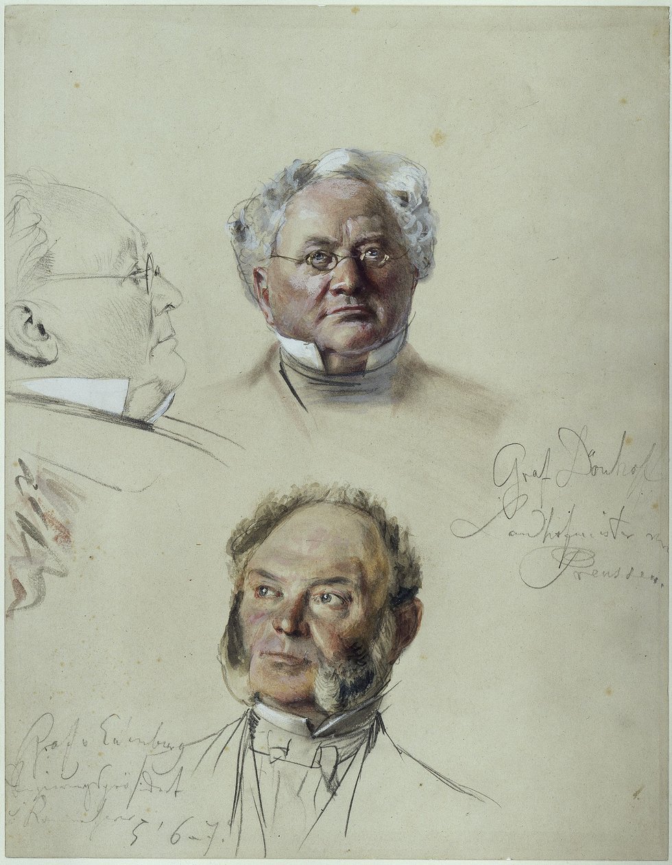 Hrabia Eulenburg i hrabia Dönhoff. Studium do obrazu „Koronacja Wilhelma I w Królewcu” autorstwa Adolph Menzel