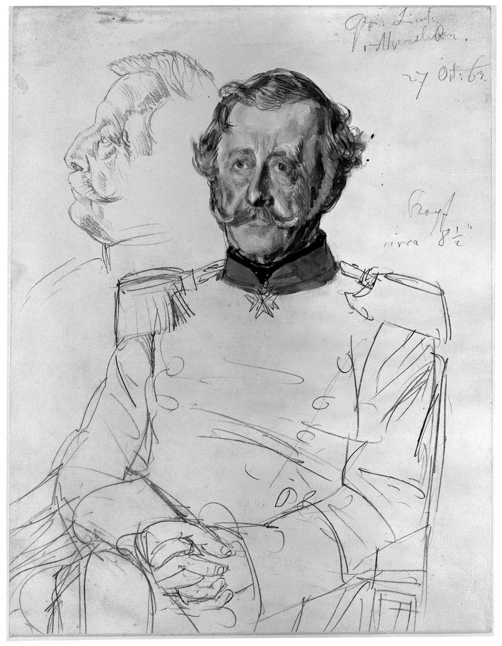 Gustav von Alvensleben. Studium do obrazu „Koronacja Wilhelma I w Królewcu” autorstwa Adolph Menzel