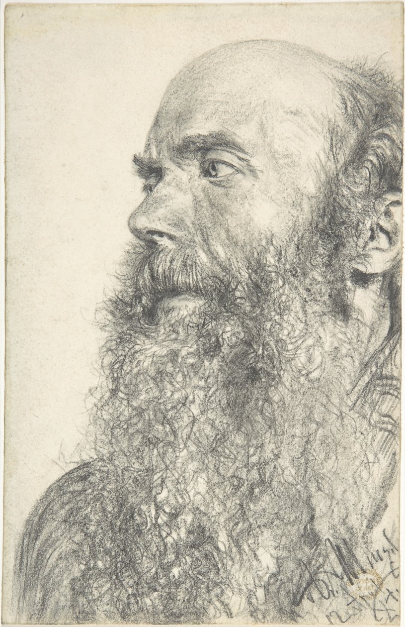 Głowa brodatego mężczyzny autorstwa Adolph Menzel