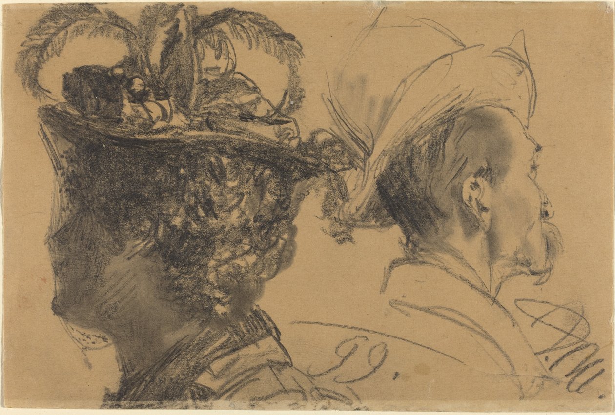 Głowy mężczyzny i kobiety autorstwa Adolph Menzel