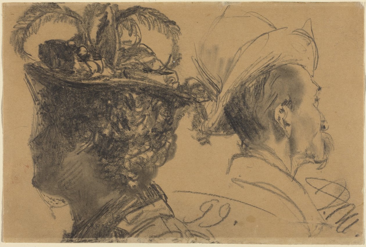 Głowy mężczyzny i kobiety autorstwa Adolph Menzel