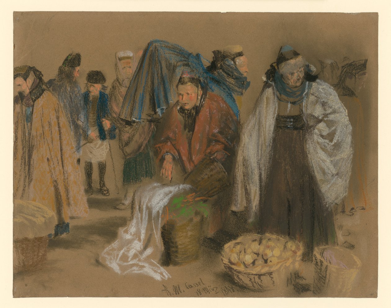 Rolnicy z Hesji na targu w Kassel autorstwa Adolph Menzel