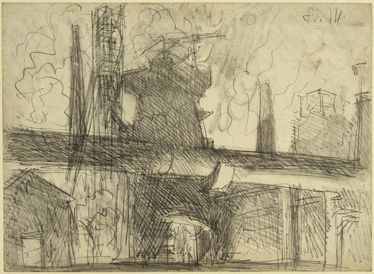Wielki piec, kominy, rurociąg w Königshütte autorstwa Adolph Menzel
