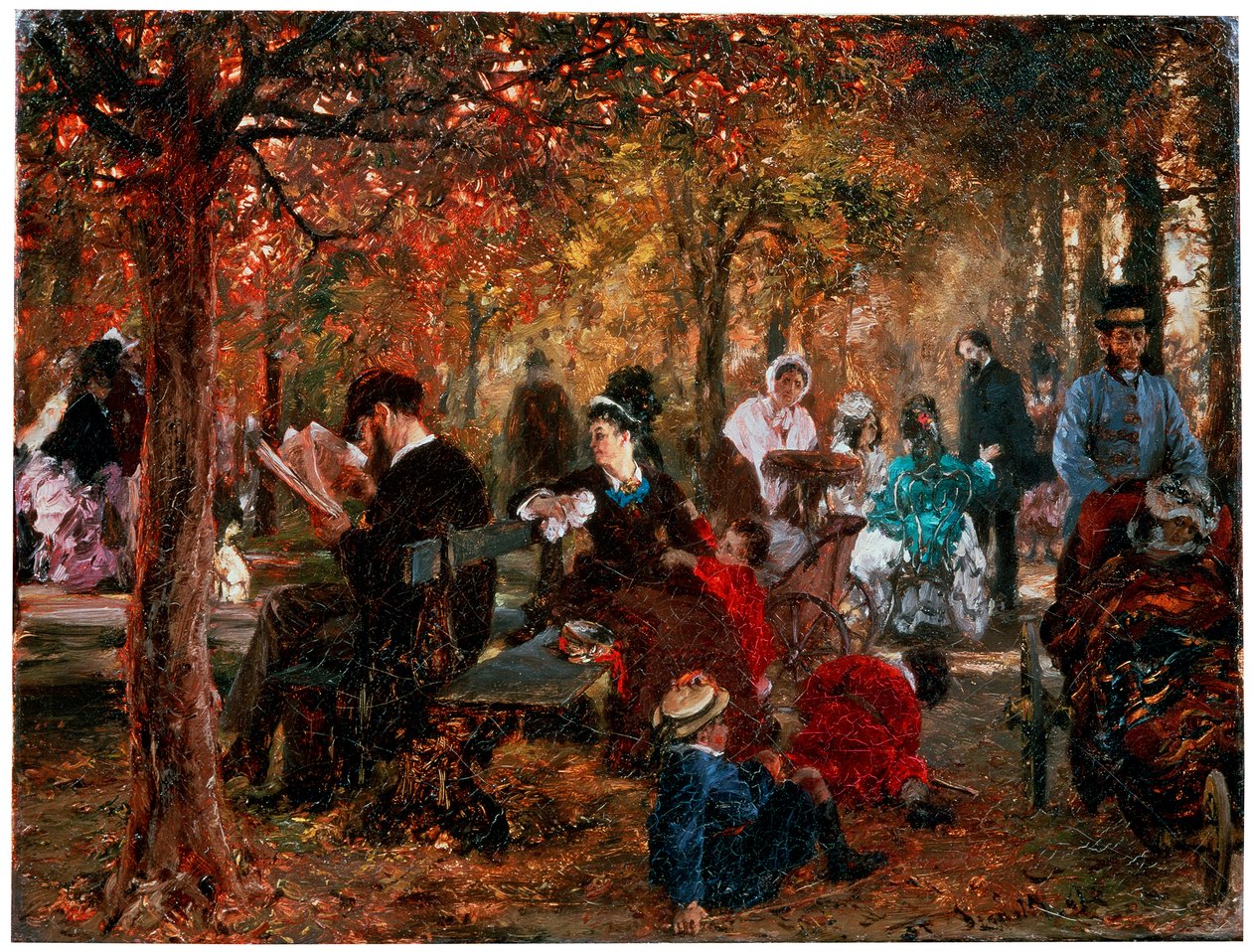 W Ogrodzie Luksemburskim Wspomnienie Ogrodu Luksemburskiego, 1876 r. autorstwa Adolph Menzel