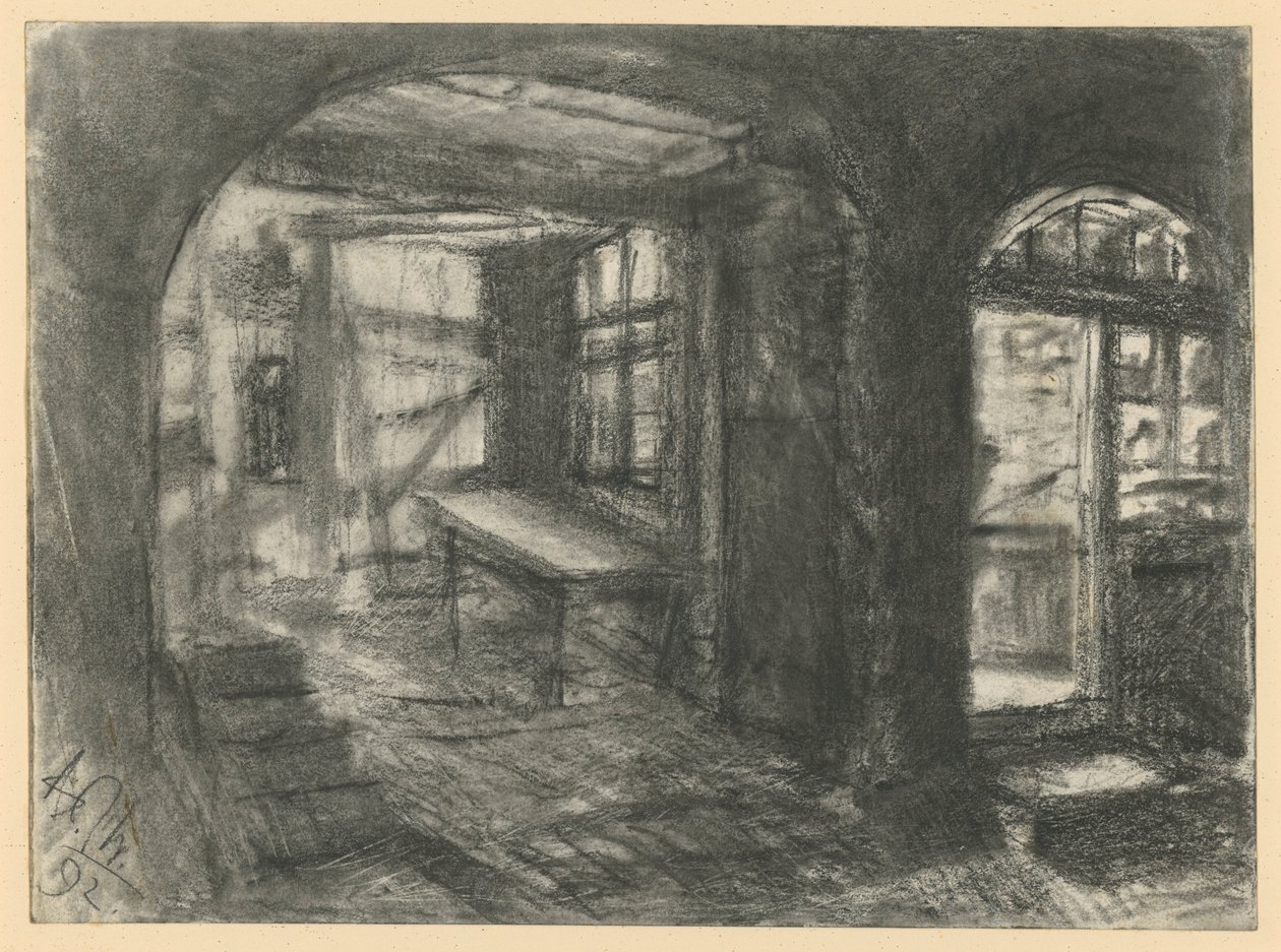 Wnętrze wiejskiego domu autorstwa Adolph Menzel