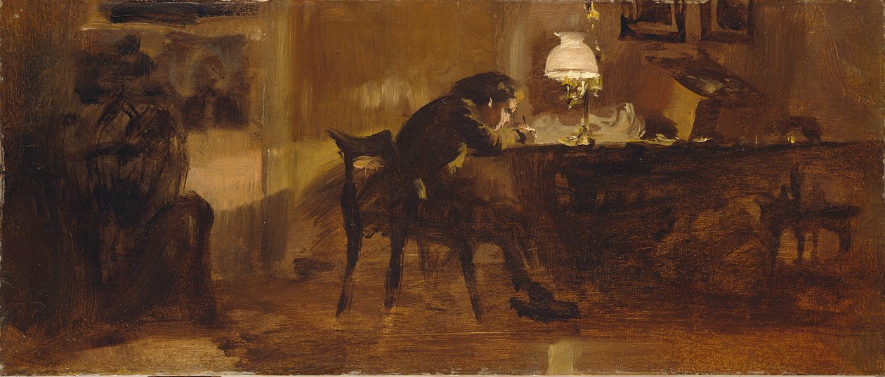 Chłopiec przy biurku autorstwa Adolph Menzel