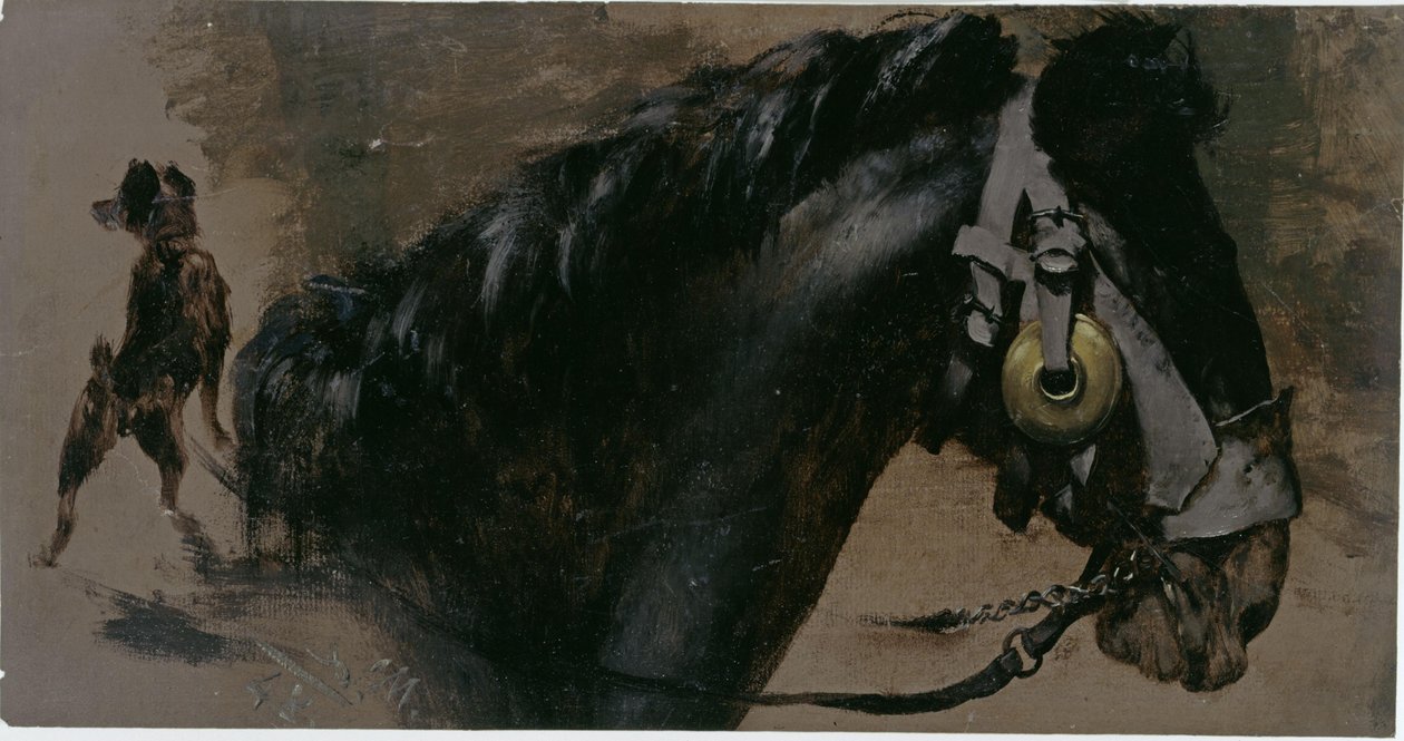 Głowa konia i psa autorstwa Adolph Menzel