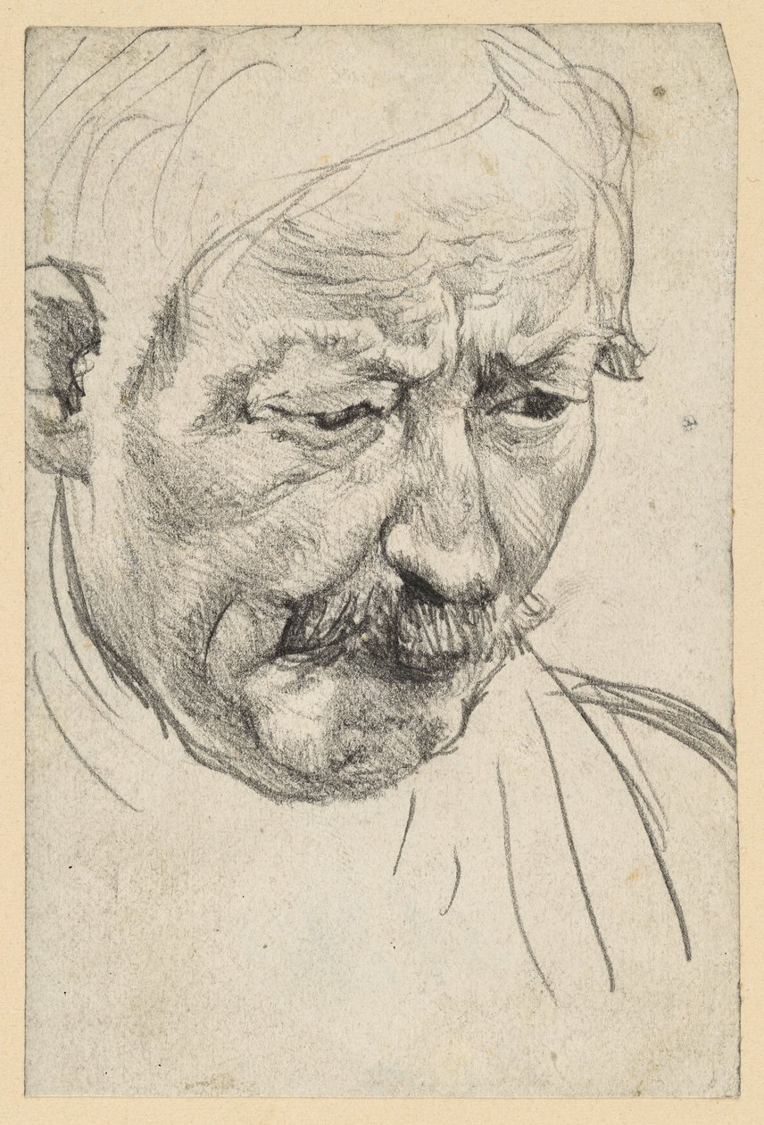 Głowa starszego mężczyzny z wąsami autorstwa Adolph Menzel