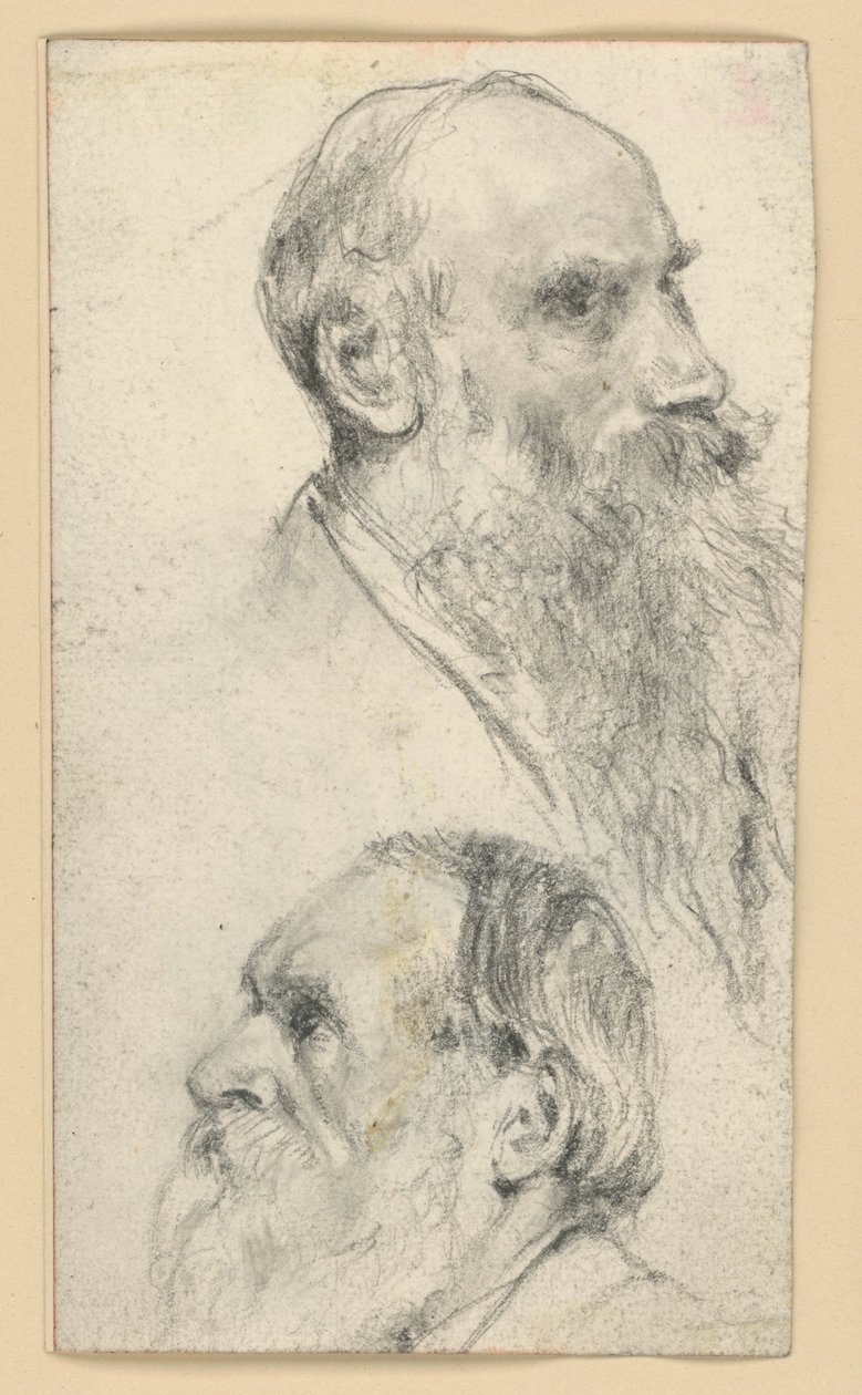 Głowa starszego, brodatego mężczyzny, zwrócona w prawo i w lewo autorstwa Adolph Menzel