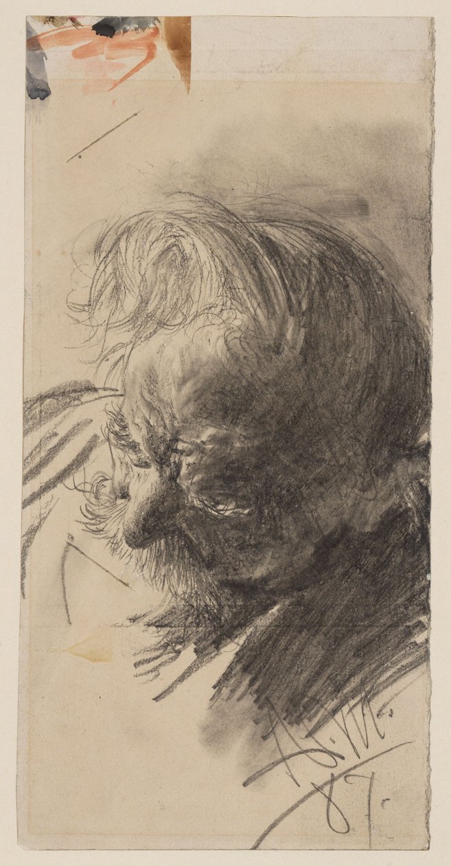Studium głowy brodatego starca autorstwa Adolph Menzel