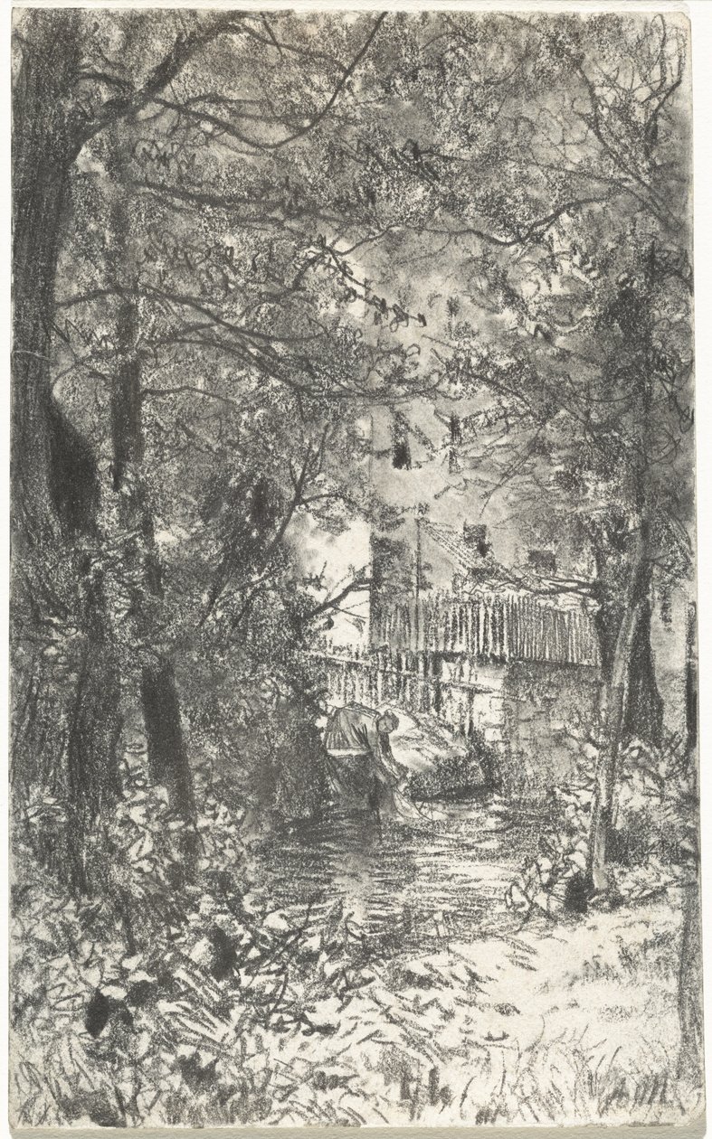Krajobraz z praczką autorstwa Adolph Menzel