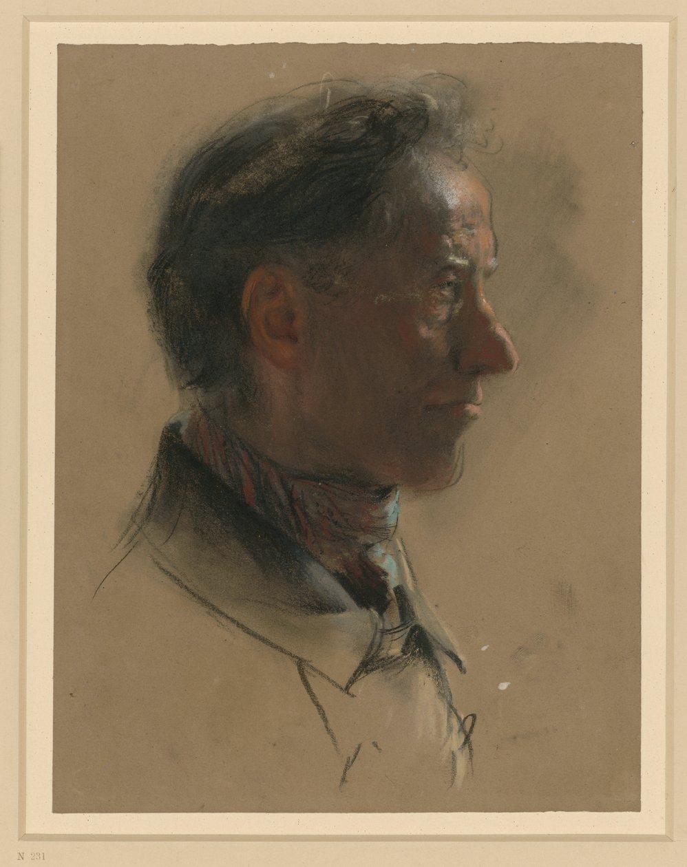 Męska głowa zwrócona w prawo autorstwa Adolph Menzel