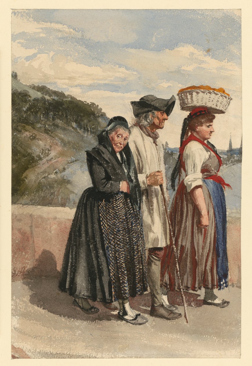 Chłopi z Marburga na moście na Lahn autorstwa Adolph Menzel