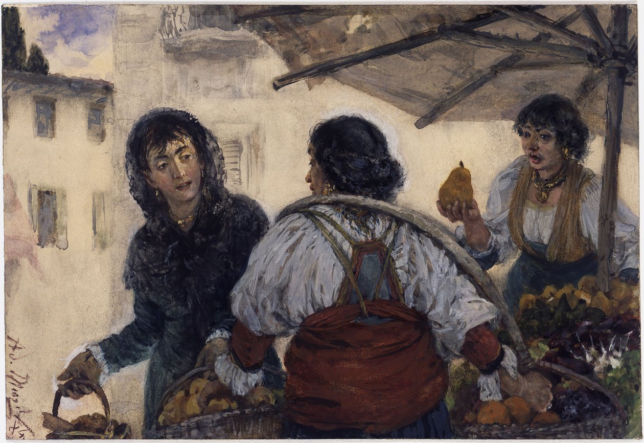 Scena targowa w Weronie autorstwa Adolph Menzel