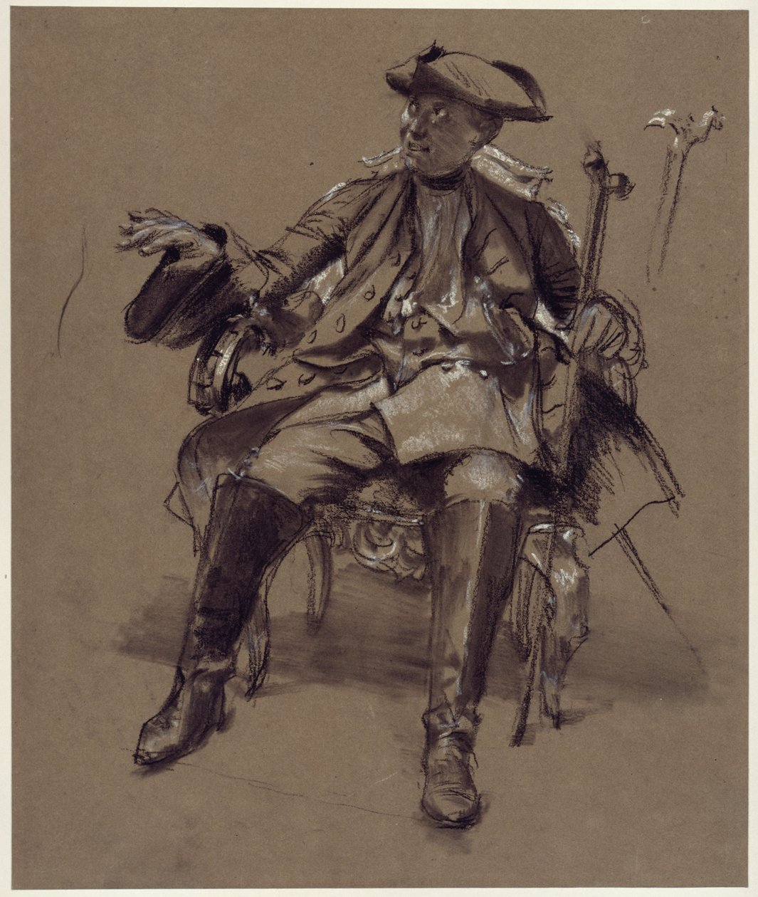 Studium modelowe przedstawiające Fryderyka I w fotelu autorstwa Adolph Menzel