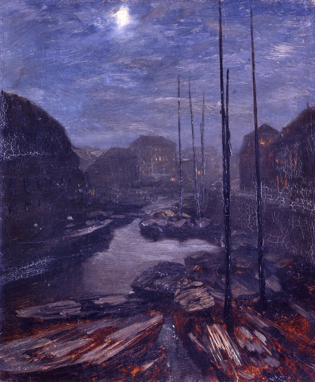 Blask księżyca nad Friedrichsgracht w starym Berlinie autorstwa Adolph Menzel