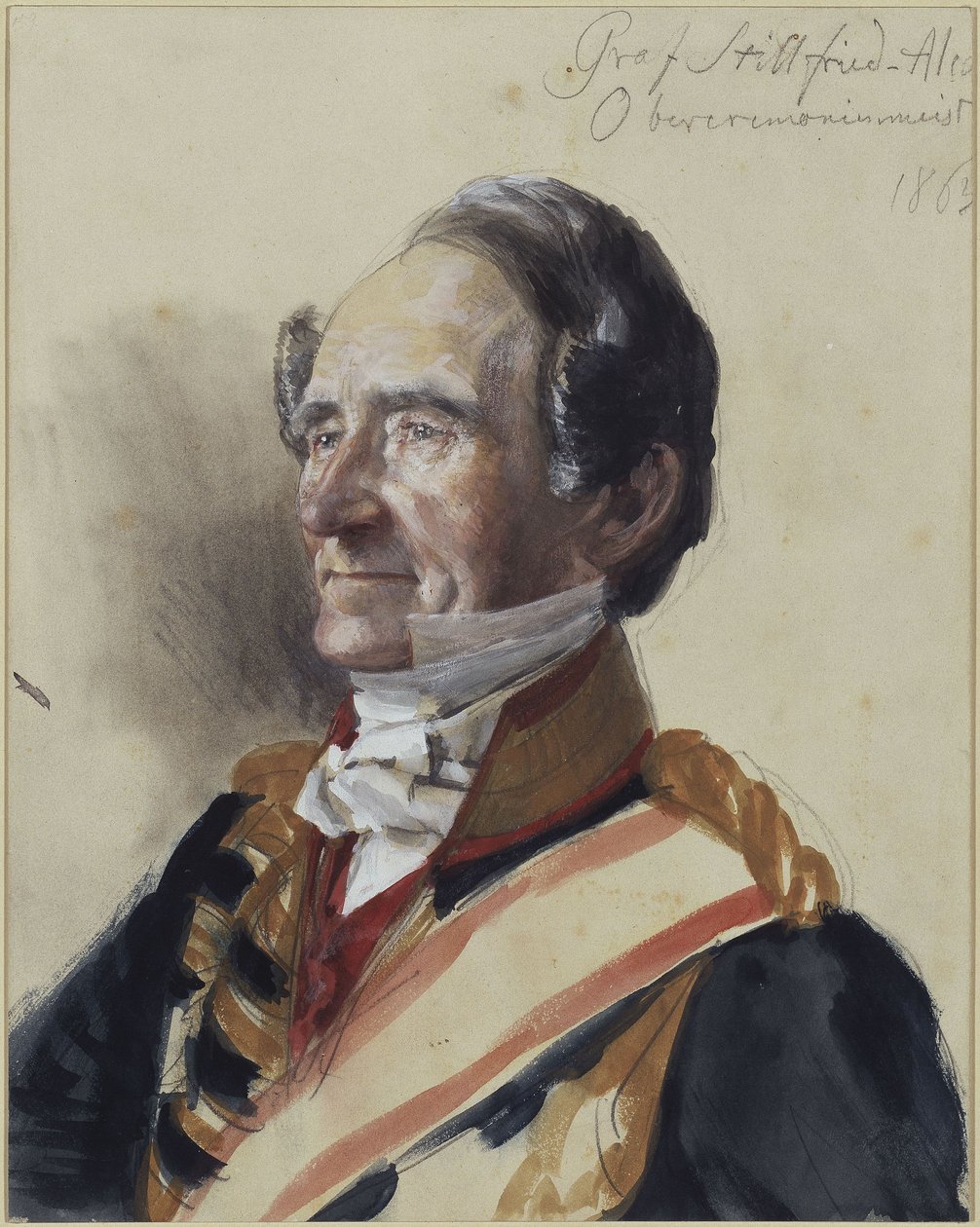 Nadceremoniał Rudolf hrabia Stillfried-Alcantara. Studium do obrazu „Koronacja Wilhelma I w Królewcu” autorstwa Adolph Menzel