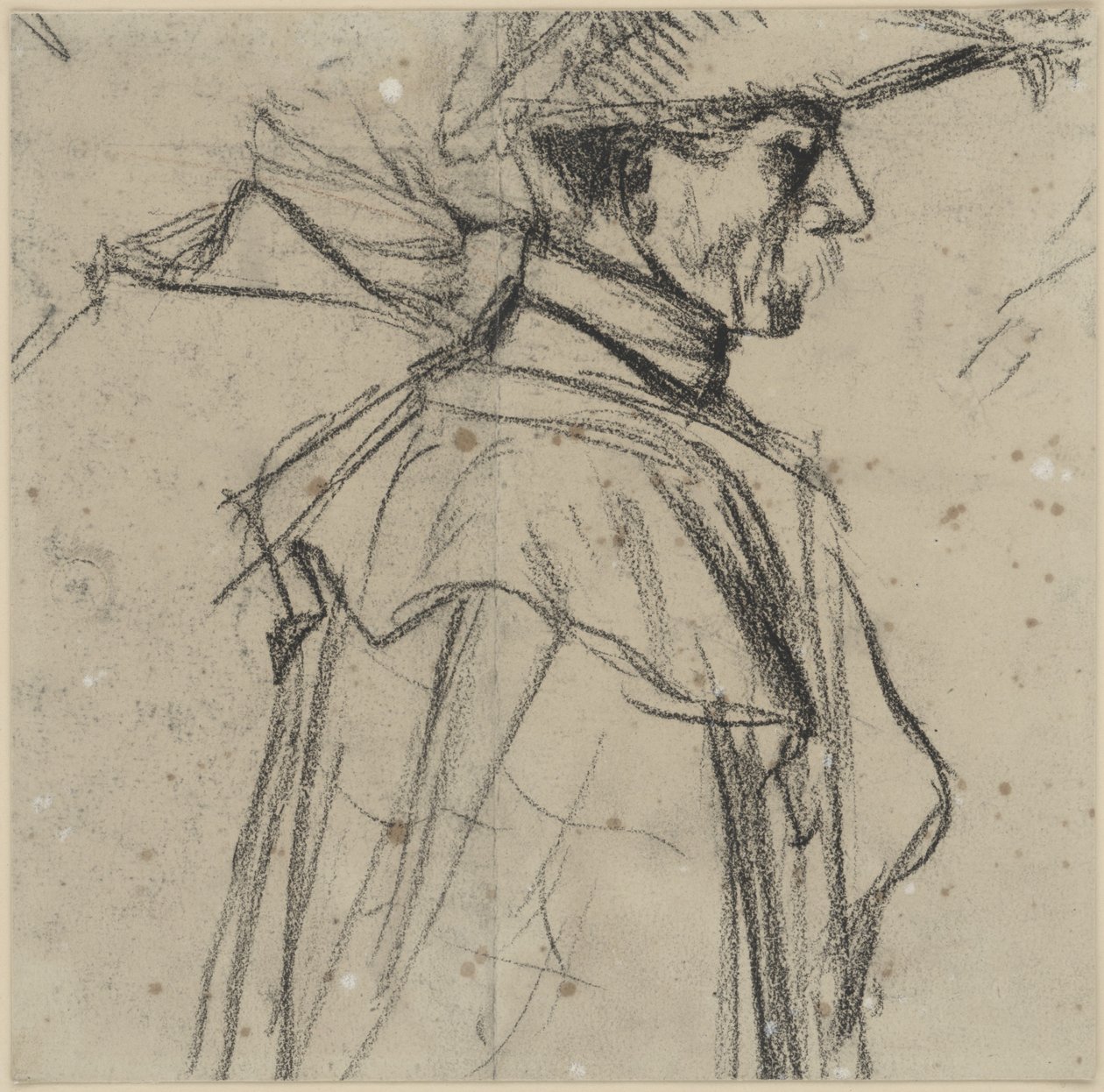 Oficer w kapeluszu i płaszczu autorstwa Adolph Menzel