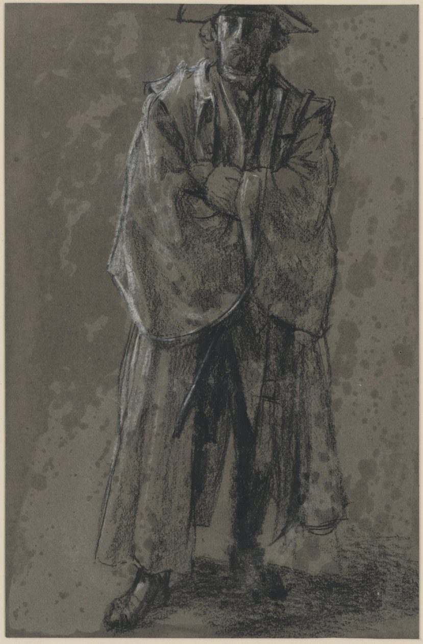 Oficer w płaszczu i kapeluszu (studium postawy Moritza von Anhalt-Dessau) autorstwa Adolph Menzel