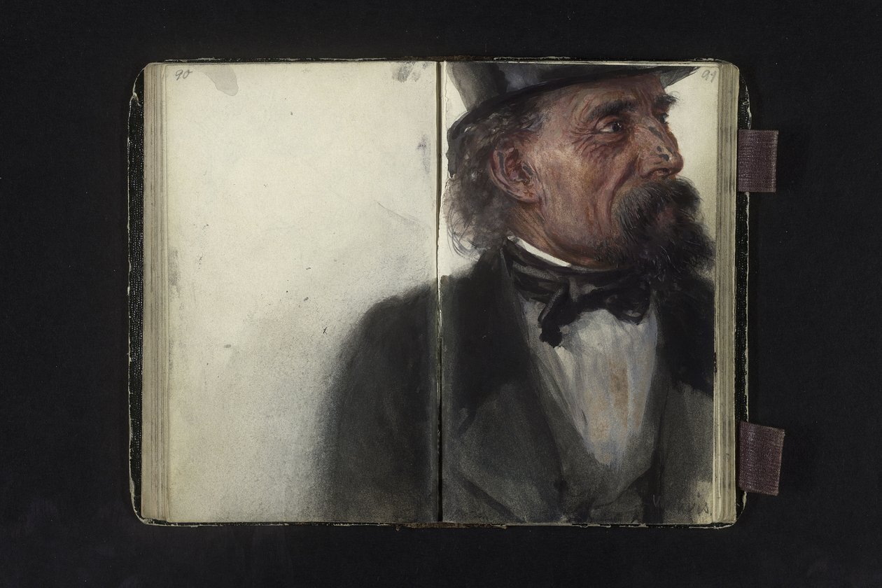 Portret mężczyzny w cylindrze autorstwa Adolph Menzel