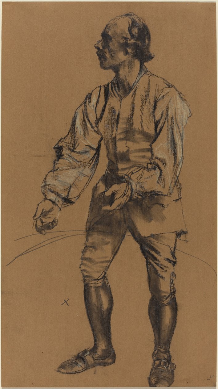 Richard Menzel pozuje w stroju z XVIII wieku autorstwa Adolph Menzel