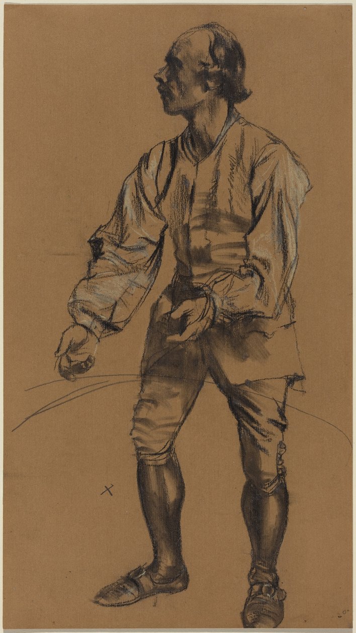Richard Menzel pozujący w stroju z XVIII wieku autorstwa Adolph Menzel