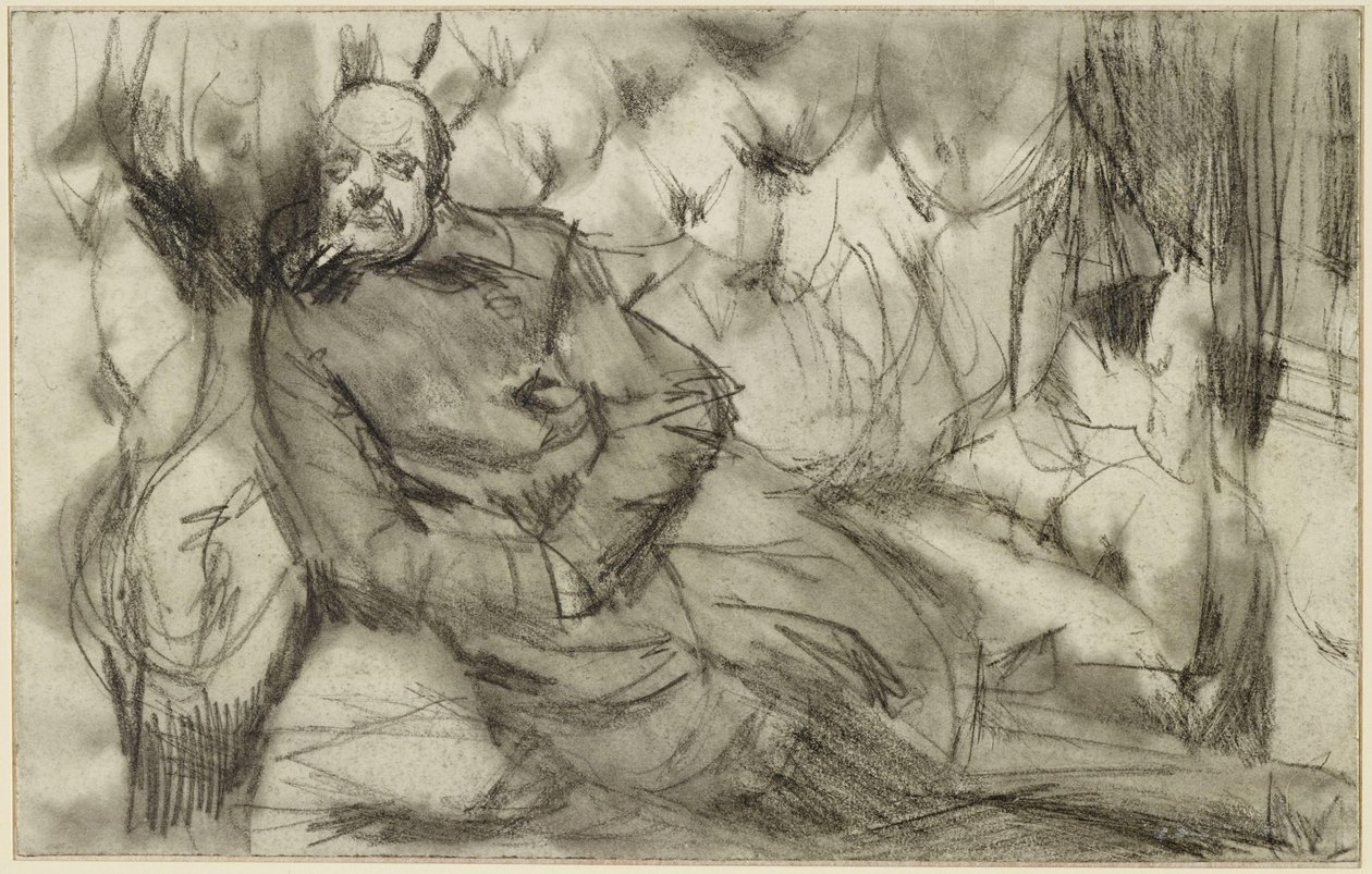 Śpiący mężczyzna w przedziale kolejowym autorstwa Adolph Menzel