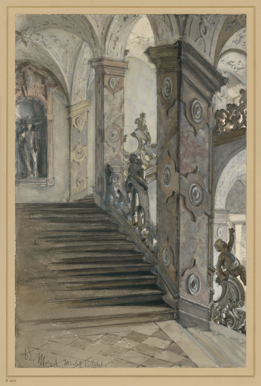 Pałac Mirabell, Salzburg, klatka schodowa autorstwa Lucasa von Hildebrandta autorstwa Adolph Menzel