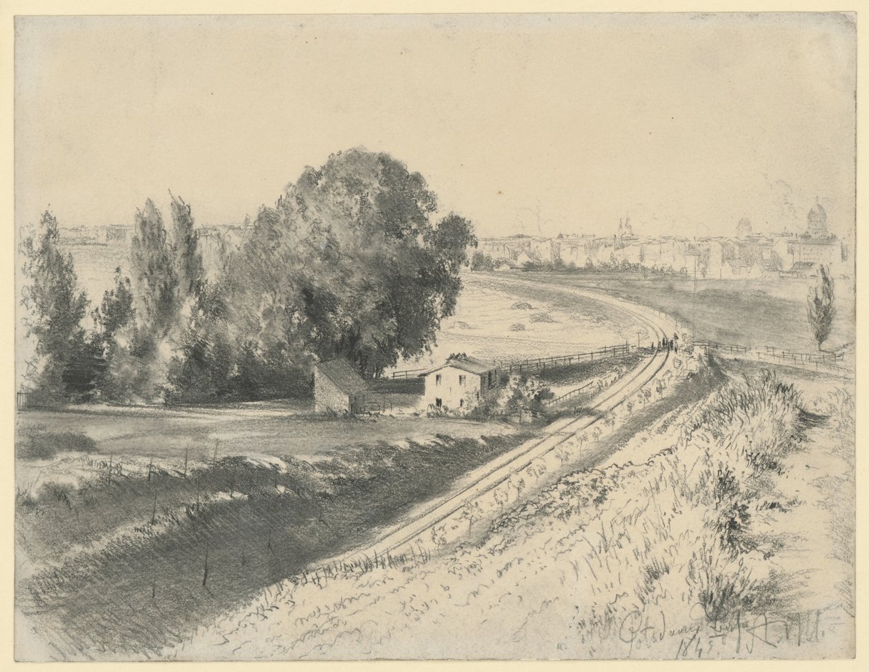 Szkic do obrazu „Kolej berlińsko-potsdamowska” autorstwa Adolph Menzel