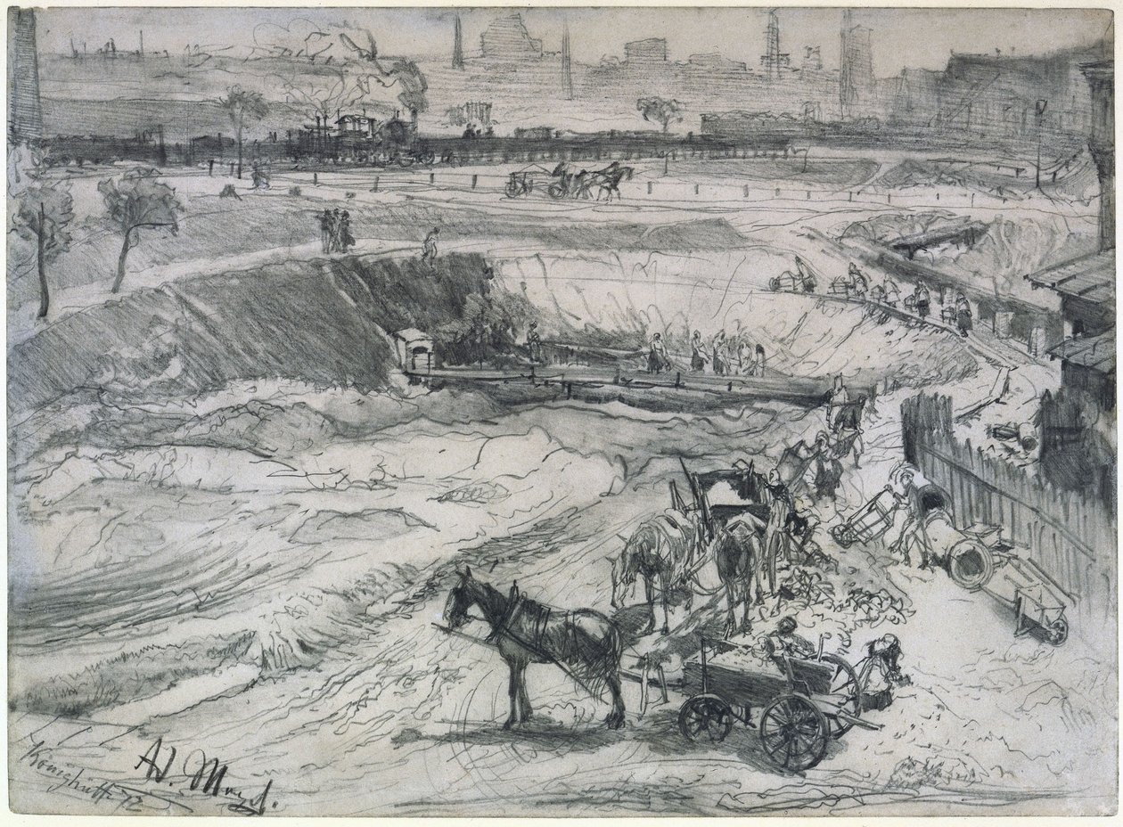 Kopalnia odkrywkowa w Königshütte autorstwa Adolph Menzel