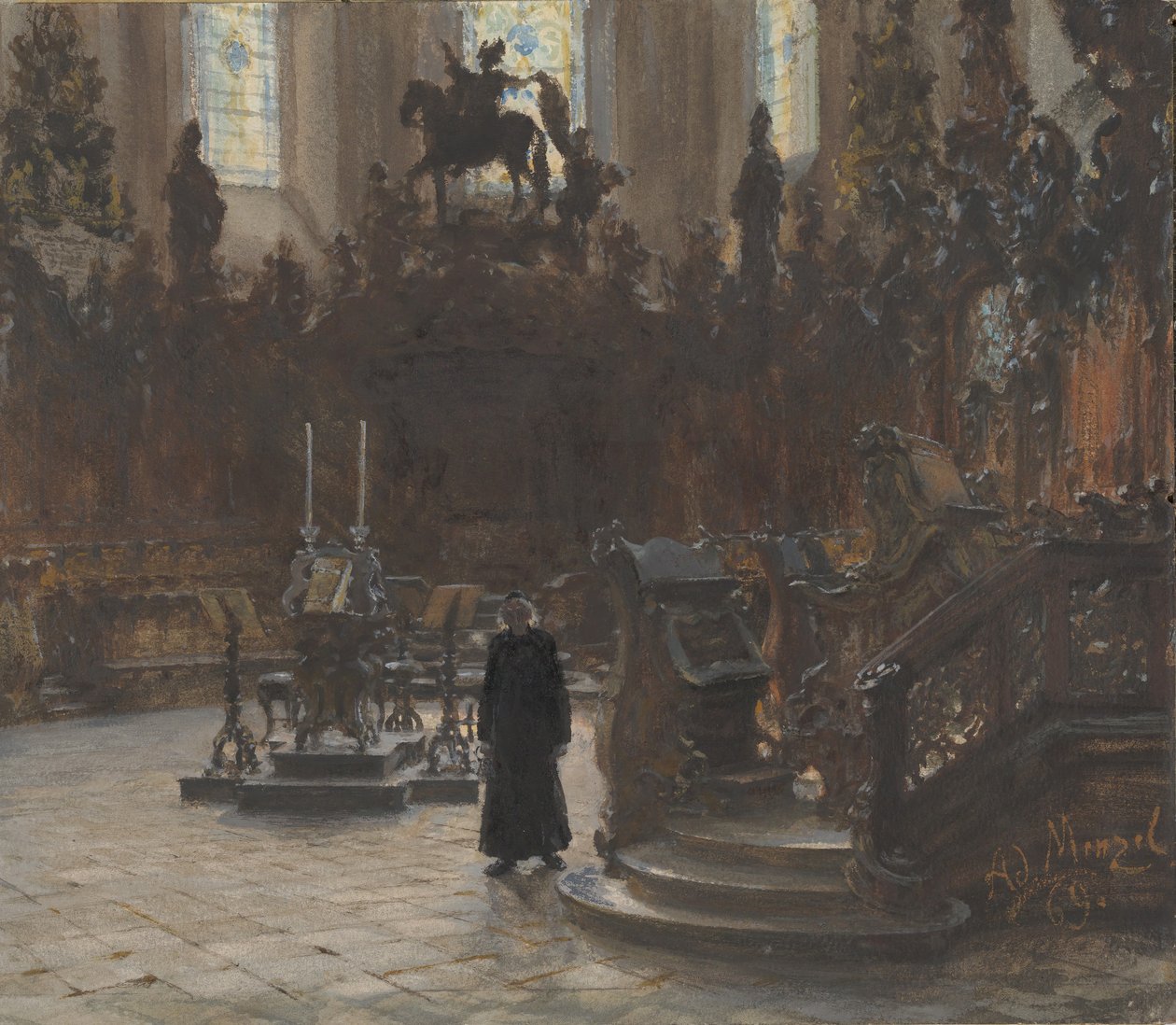 Kabiny chóralne w katedrze w Moguncji, 1869. autorstwa Adolph Menzel