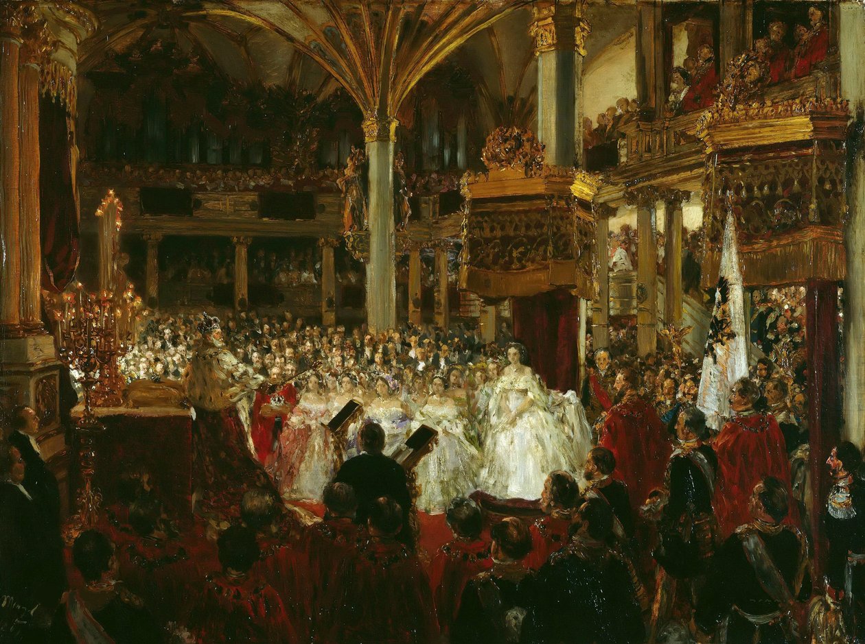 Koronacja Wilhelma I na króla Prus na zamku w Królewcu w latach 1861, 1861. autorstwa Adolph Menzel
