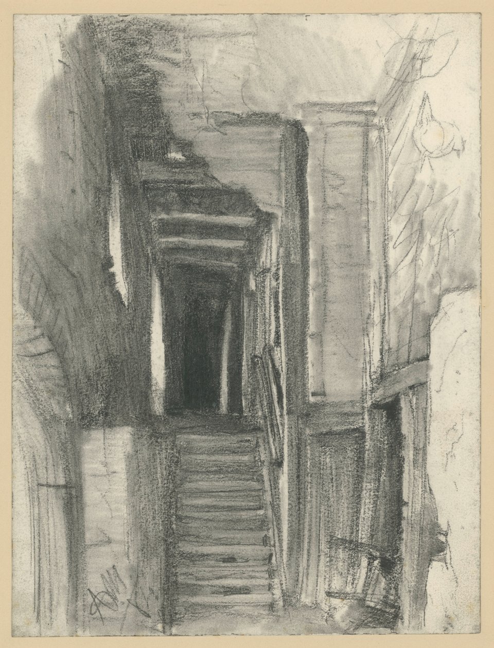 Schody i korytarz w starym gospodarstwie autorstwa Adolph Menzel