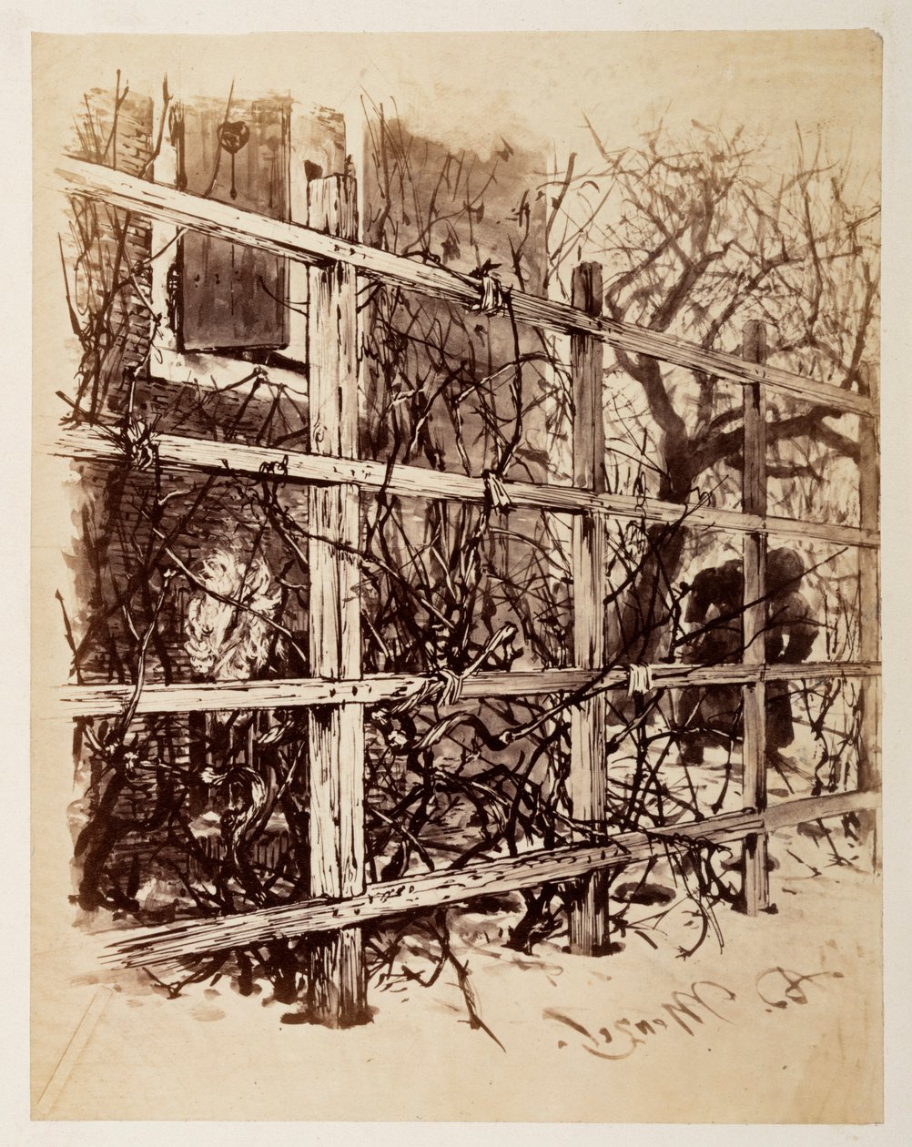 Przed domem znajduje się stojak, na którym wisi peruka, nawiązująca do opowiadania Heinricha von Kleista „Złamany dzban” autorstwa Adolph Menzel