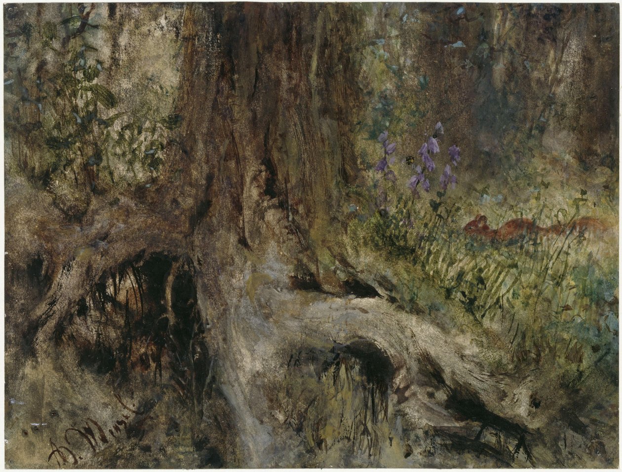 Leśna ziemia z wiewiórką. Z „Albumu dla dzieci” autorstwa Adolph Menzel