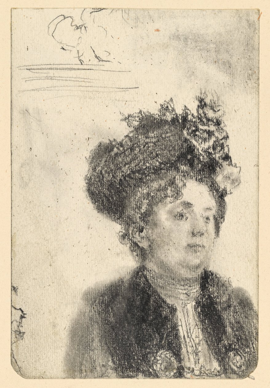 Popiersie kobiety w kapeluszu autorstwa Adolph Menzel
