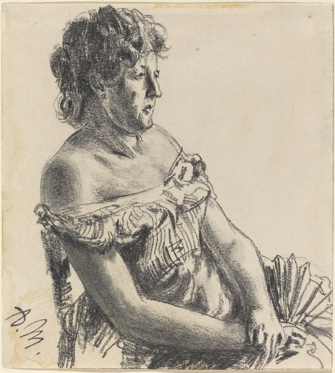 Kobieta w sukni dworskiej autorstwa Adolph Menzel