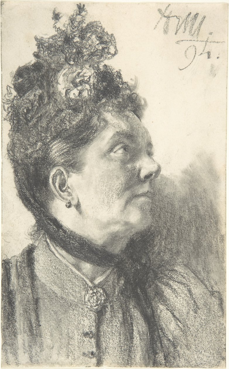 Kobieta w kapeluszu z miażdżonego aksamitu autorstwa Adolph Menzel