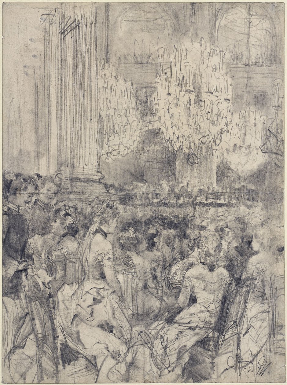 Słuchacze na koncercie w Białej Sali Pałacu Berlińskiego autorstwa Adolph Menzel