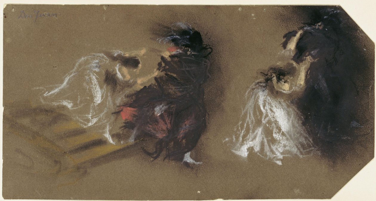 Dwie sceny z opery Mozarta „Don Giovanni” autorstwa Adolph Menzel