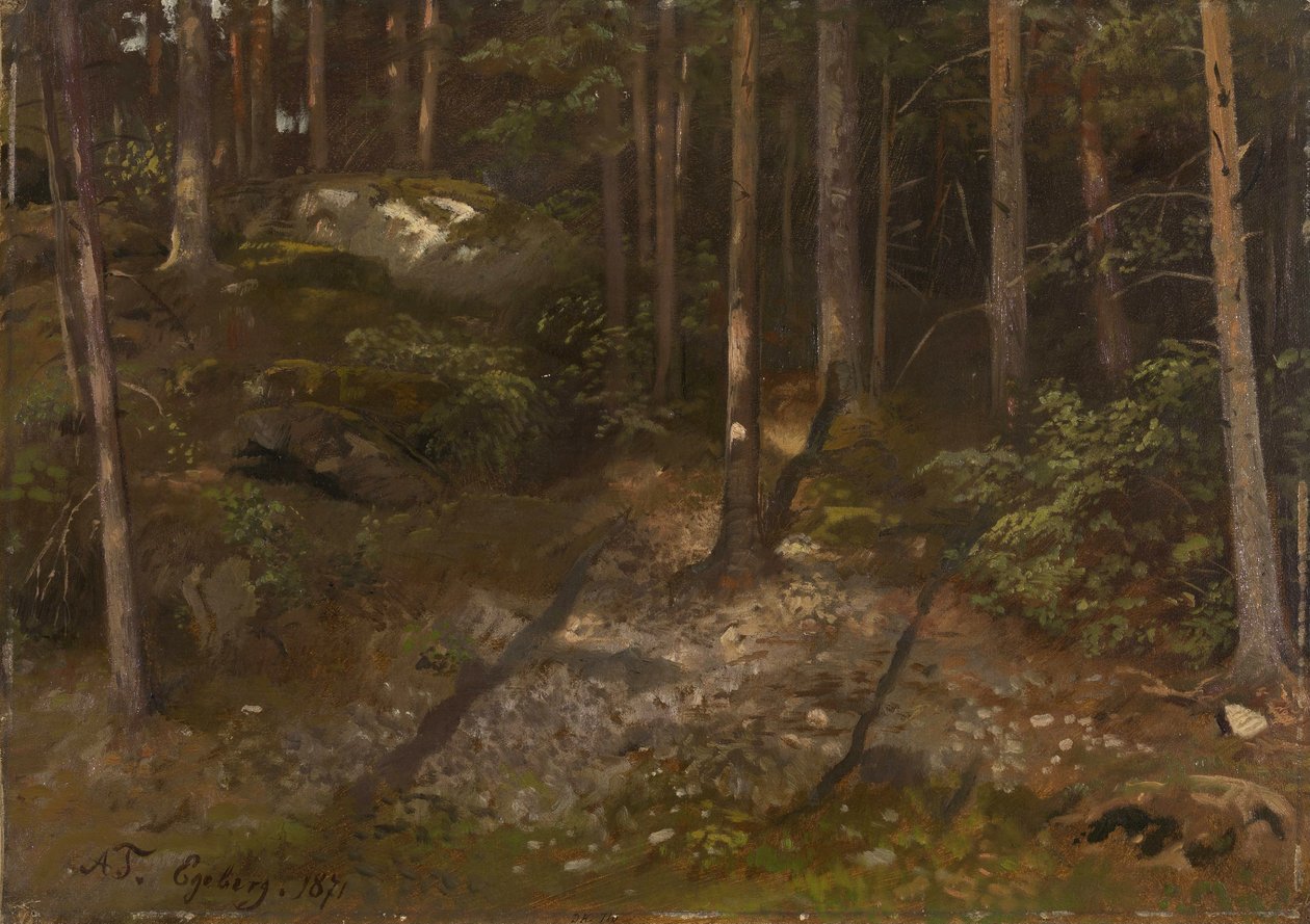 Studium lasu autorstwa Adolph Tidemand