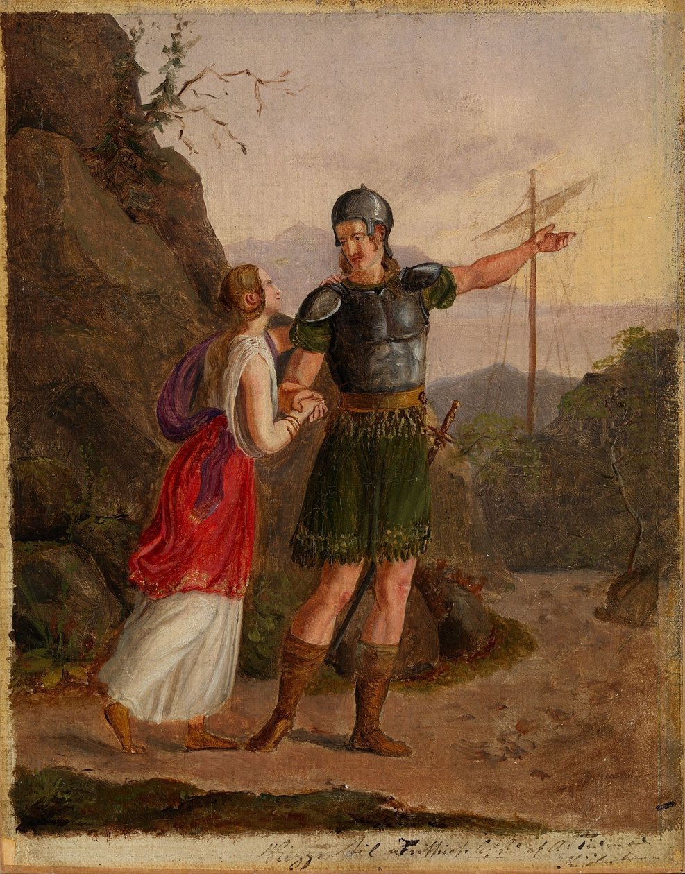 Pożegnanie Fridtjofa, szkic do zaginionego obrazu autorstwa Adolph Tidemand
