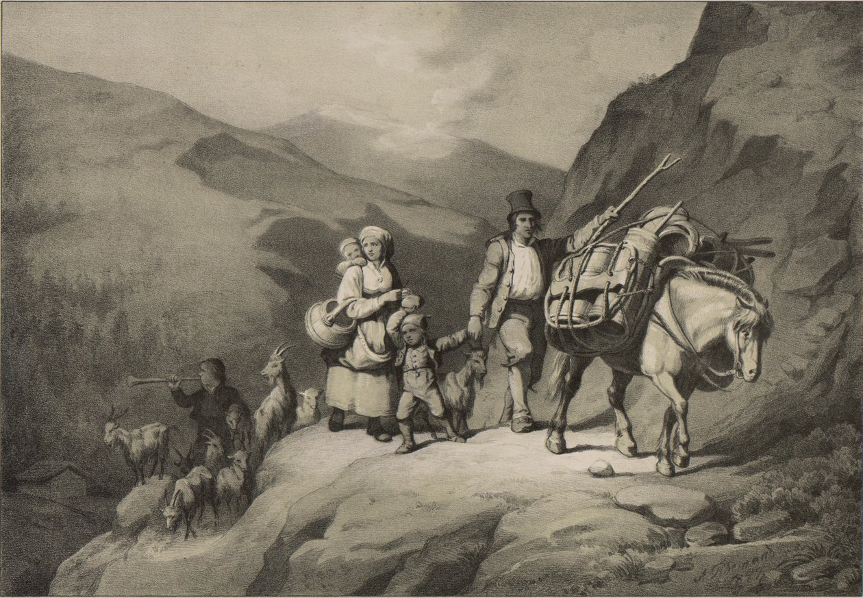 Ilustracja zaczerpnięta z książki Norway wyprodukowanej w Drawings by Asbjørnsen, P.Chr. i wydane przez Chr. Tønsberga (nr 1848) autorstwa Adolph Tidemand