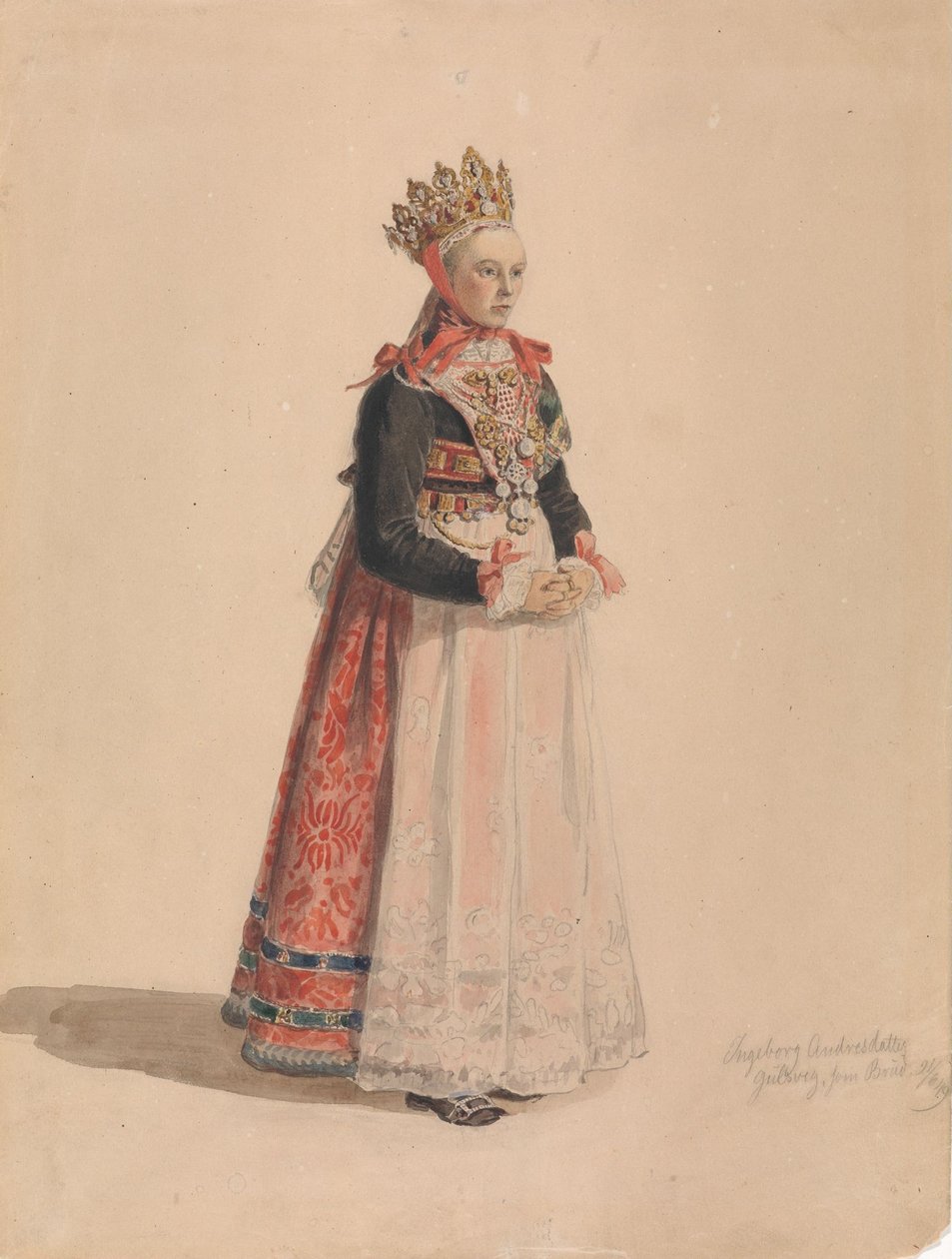 Ingeborg Andresdatter Gulsvik jako panna młoda autorstwa Adolph Tidemand