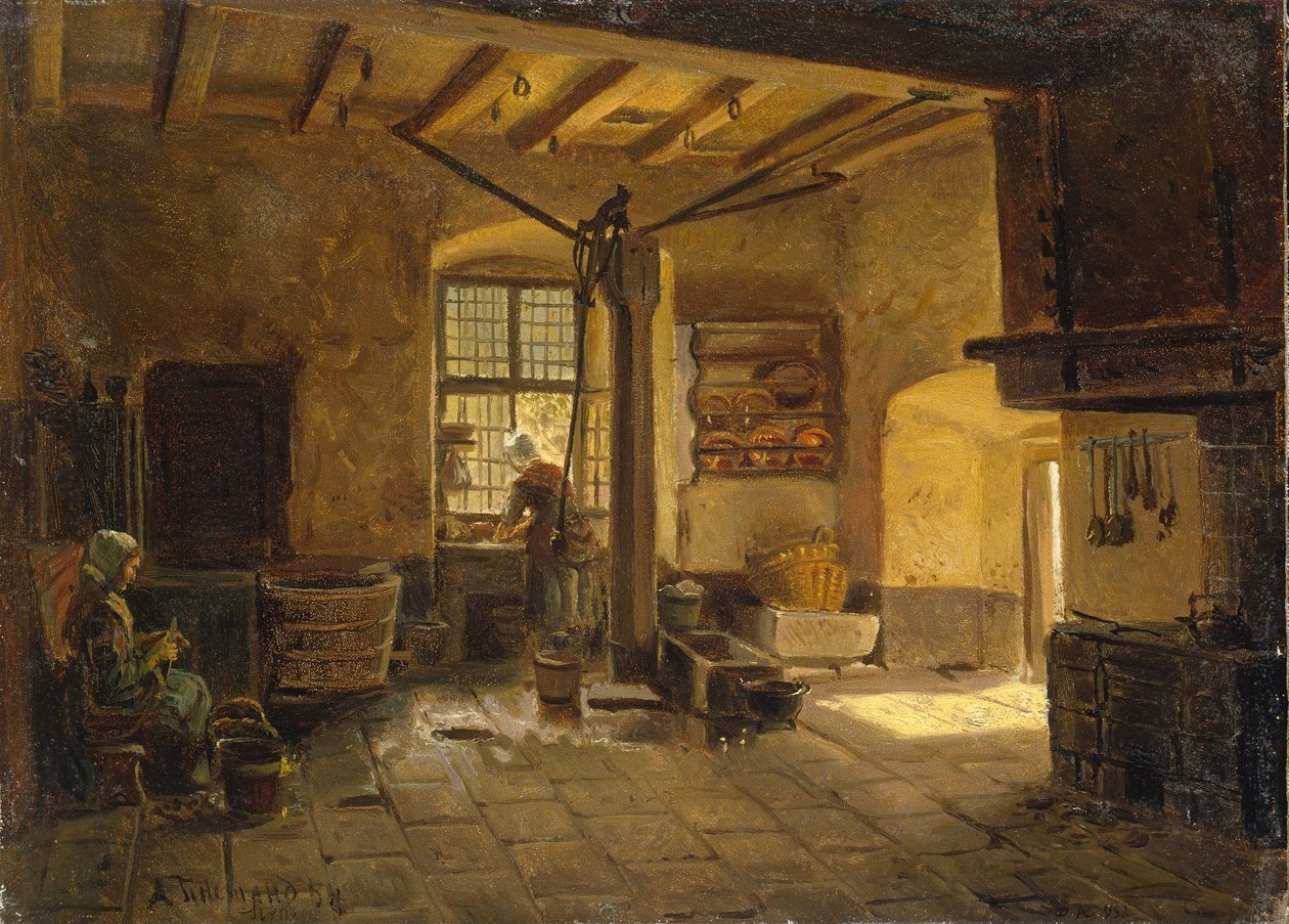 Wnętrze kuchni autorstwa Adolph Tidemand