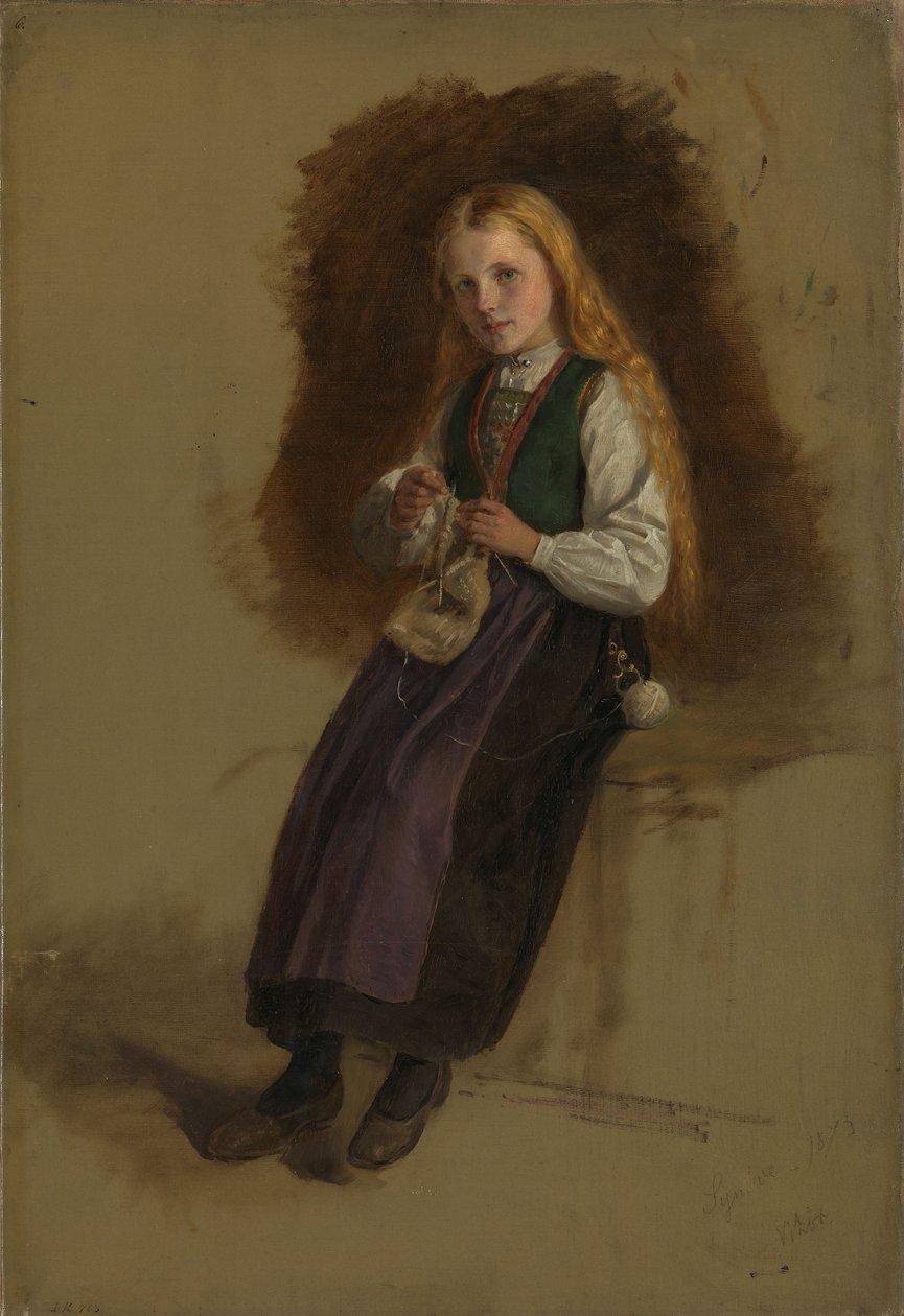 Portret Syneve Larsdatter z Vikør autorstwa Adolph Tidemand
