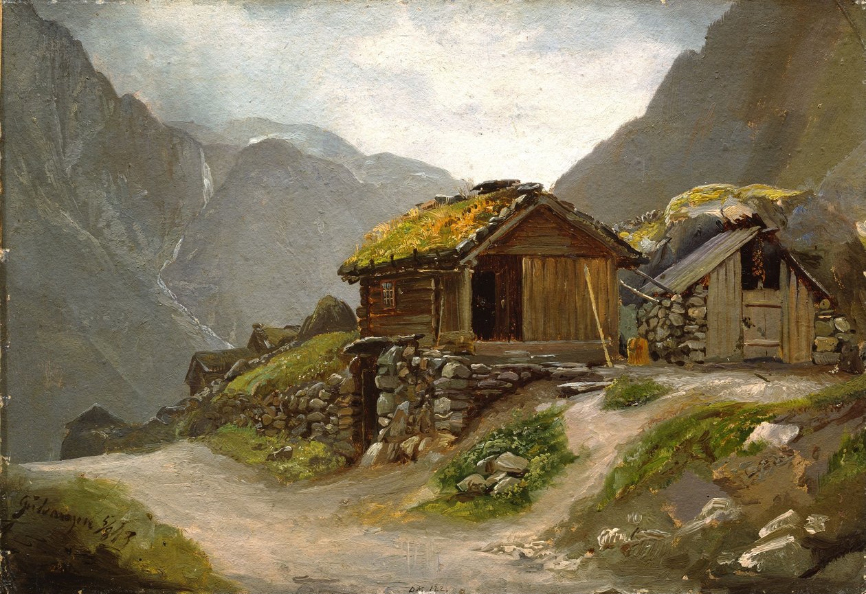 Widok z Gudvangen autorstwa Adolph Tidemand