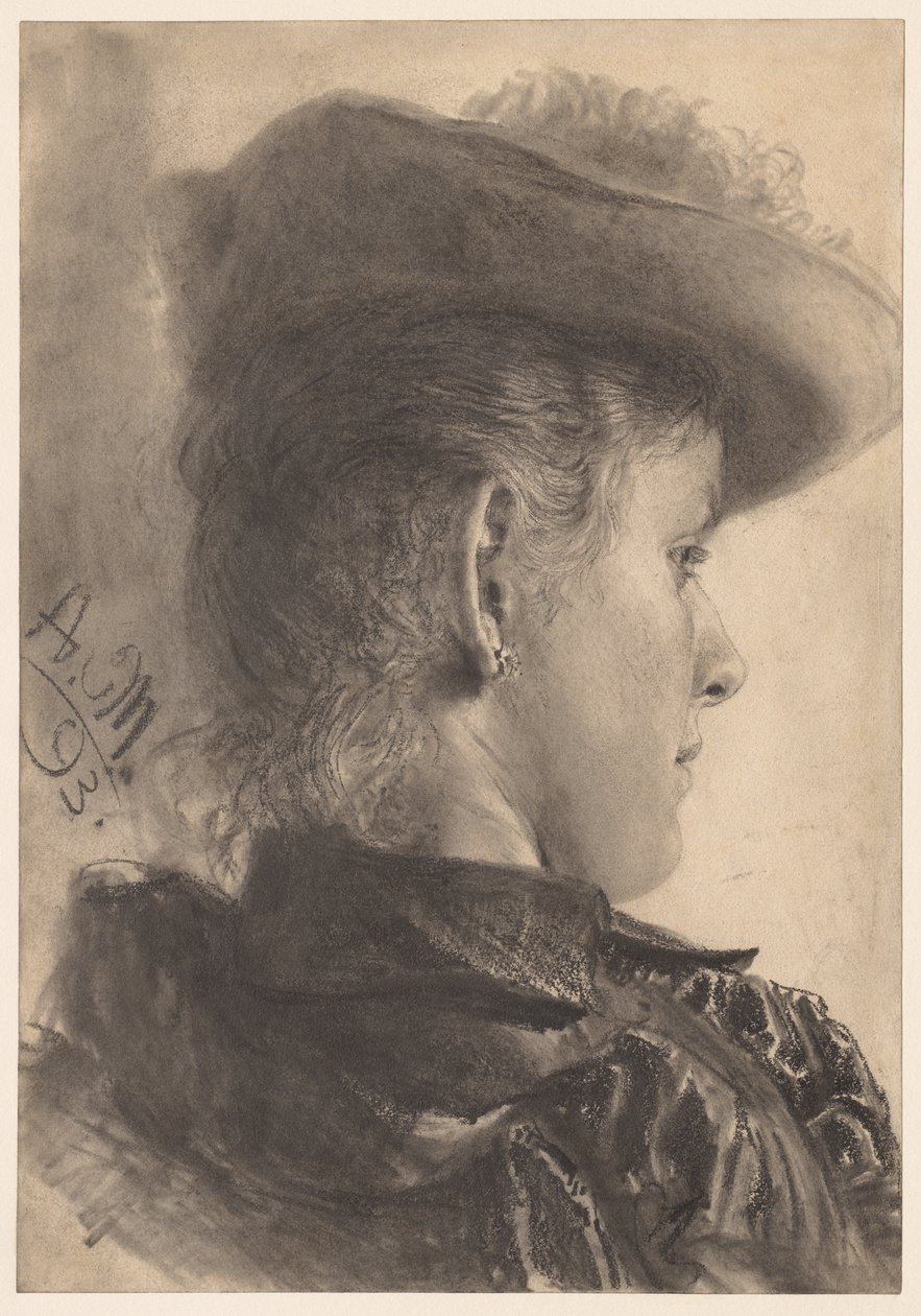 Popiersie kobiety widziane z tyłu autorstwa Adolph Menzel